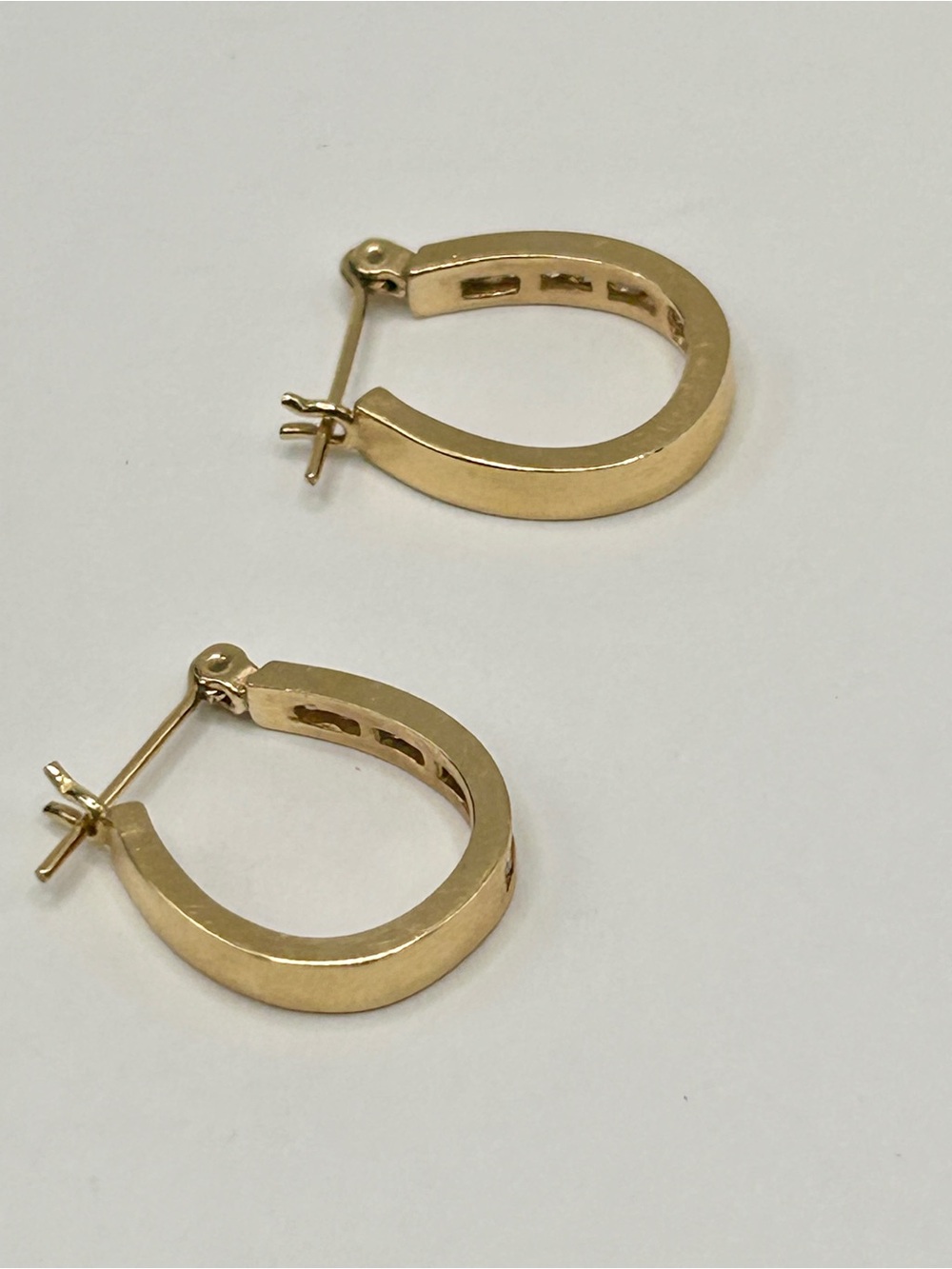 14k Solid Gold Huggie Hoop Earrings .25 TCW Diamonds - Picture 6 of 16